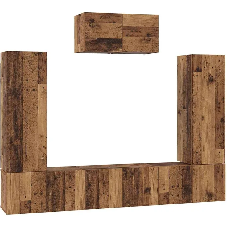 vidaXL TV-Schrankset Wandmontiert 7 pcs Altholz Holzwerkstoff 3393135