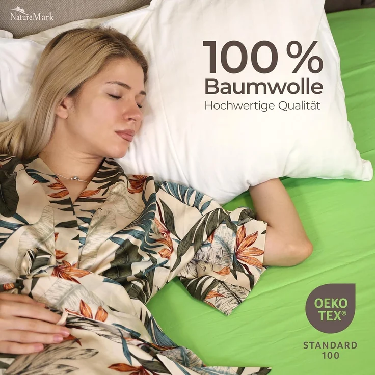 GREEN MARK Textilien Klassische Bettlaken | Betttuch | Laken | Leintuch | Haustuch 100% Baumwolle ohne Gummizug vielen Größen und Farben Größe:240x275 cm, Apfel grün – Bild 3