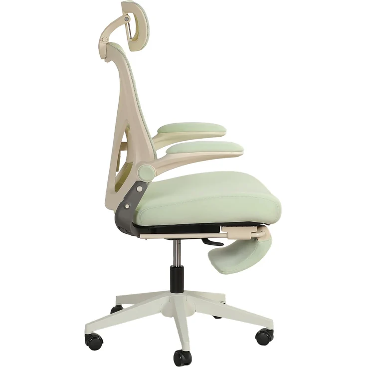 Faumrta Klappbarer ergonomischer Bürostuhl, kleiner Raumklappstuhl mit Taillenstütze, Schwammsitzkissen, klappbare Armlehnen, 3D-Kopfstützen und Bürostuhl mit Arbeitspedalen,greenFoam62cm*48.5cm*129cmGrün – Bild 9