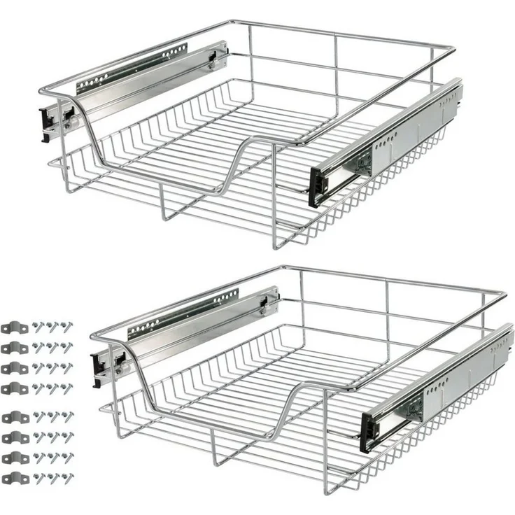 Arebos Innenschublade 2x Teleskopschublade für Küche, ausziehbare Küchenschublade (Set, 2 St) – Bild 1