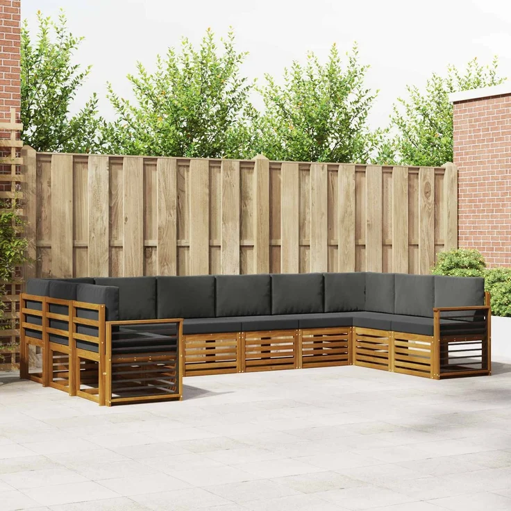 vidaXL Outdoor-Sofagarnitur 10 stk. 10-Sitzer Natur und Anthrazit 3375572 – Bild 1