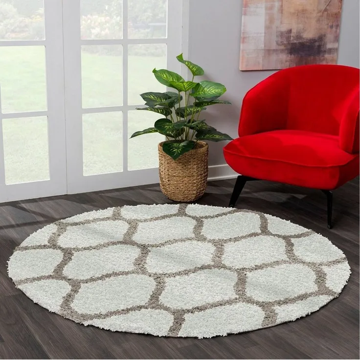 Sanat Hochflor-Teppich Madrid, rund, Höhe: 30 mm, Wohnzimmer, Langflor, Shaggy Teppich