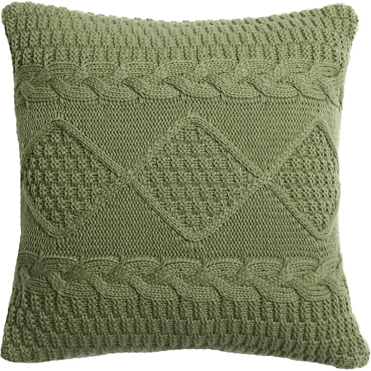 ABC Gestrickter Kissenbezug im Retro-Stil, grün