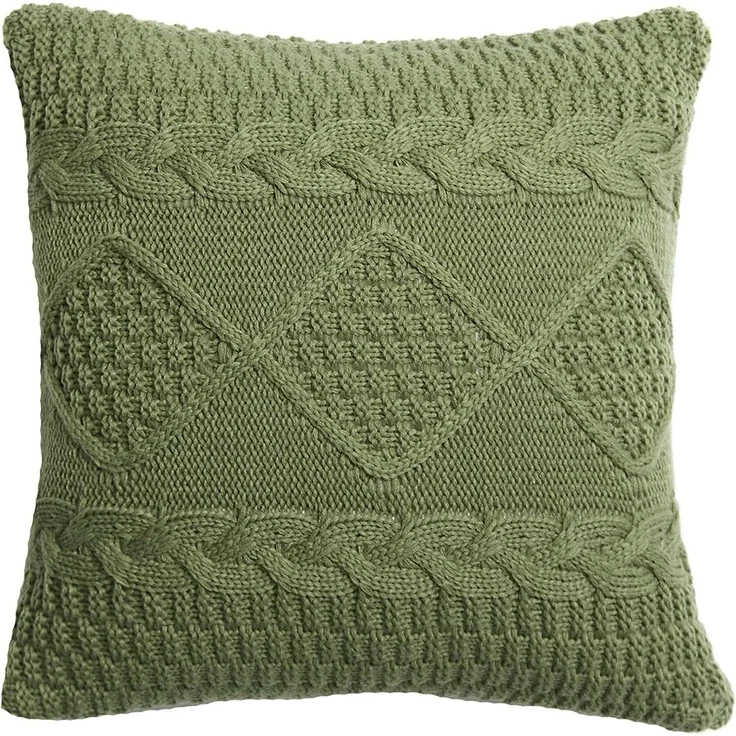 ABC Gestrickter Kissenbezug im Retro-Stil, grün – Bild 1
