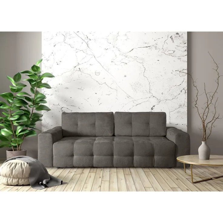 Schlafsofa Designersofa Sofa 3-Sitzer ARIELLE in Stoff Perfect Harmony Charcoal