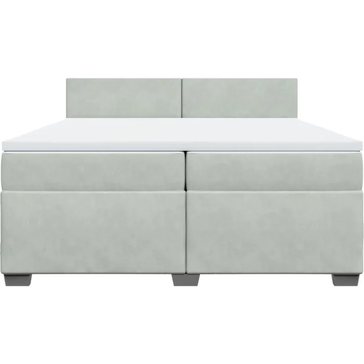 vidaXL Boxspringbett mit Matratze Hellgrau 200x200 cm Samt 3288696 – Bild 6