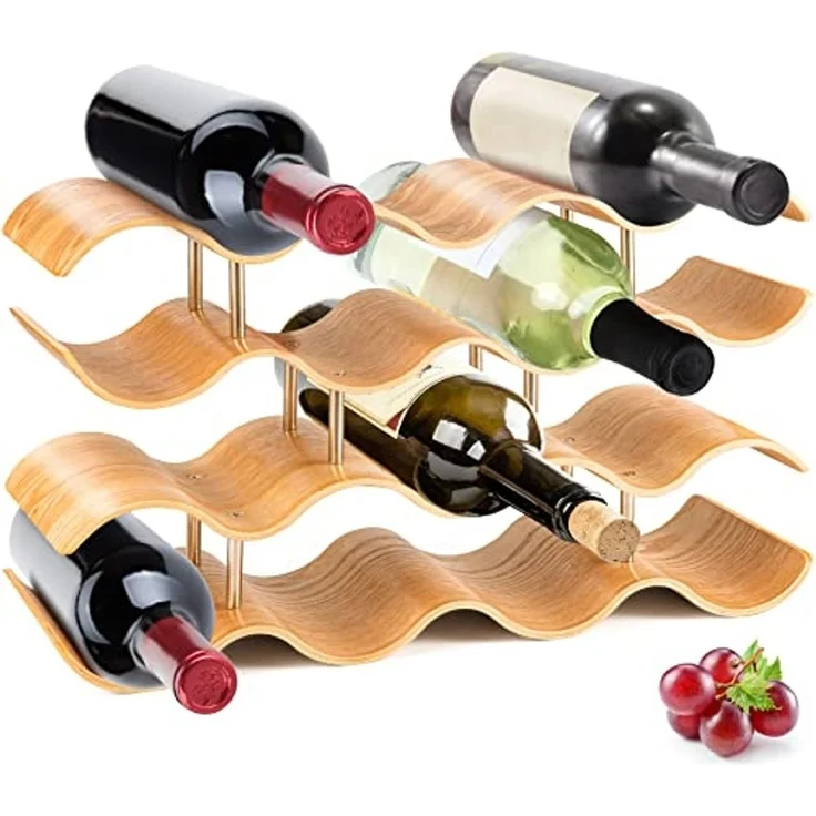SereneLife Aufbewahrungsregal mit 14 Flaschenfächern, 4 Etagen, modulares Weinregal, Braun – Bild 1