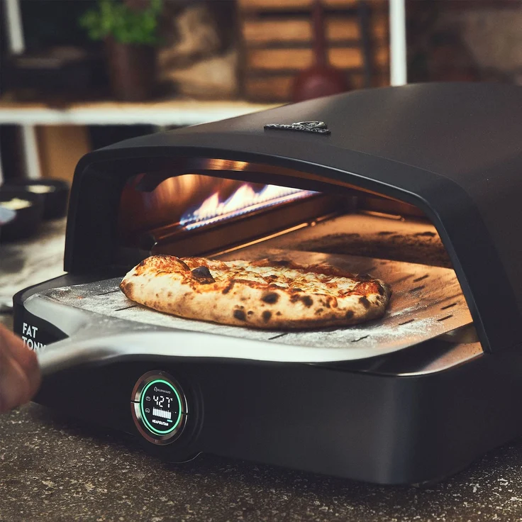 BURNHARD® Gas-Pizzaofen Fat TONY mit Pizzaschieber, 2-tlg, inkl. Cordierit-Pizzastein, geeignet für Terrasse, Balkon und Garten - Schwarz - #946410 – Bild 5
