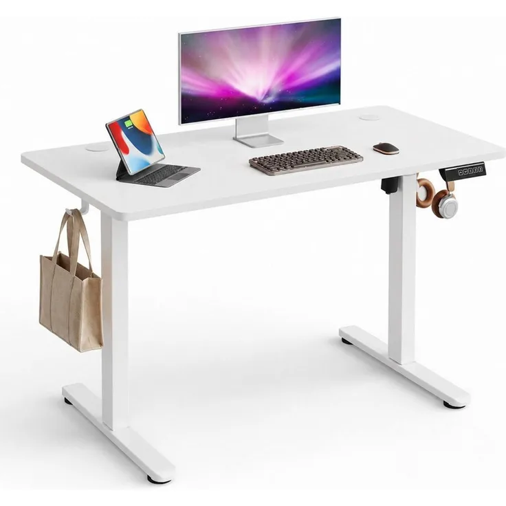 DEVAISE Schreibtisch Höhenverstellbarer Schreibtisch elektrisch 100×60 cm (Höhenverstellung 72–118 cm, Memory-Funktion für 3 Höhen, leise