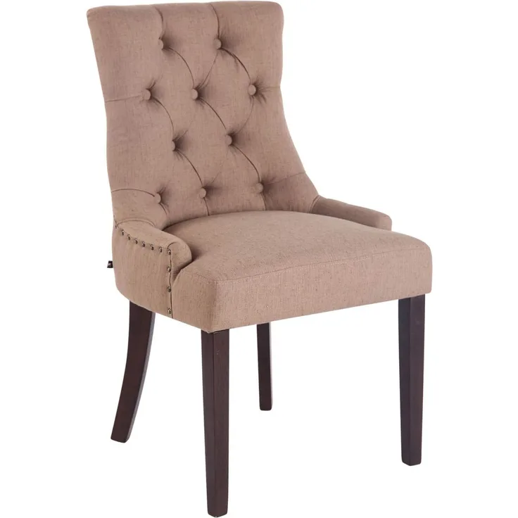 CLP Esszimmerstuhl Aberdeen Stoff mit Gestell aus Kautschukholz und Sitzhöhe von 50 cm - Farbe:taupe;Gestell Farbe:antik