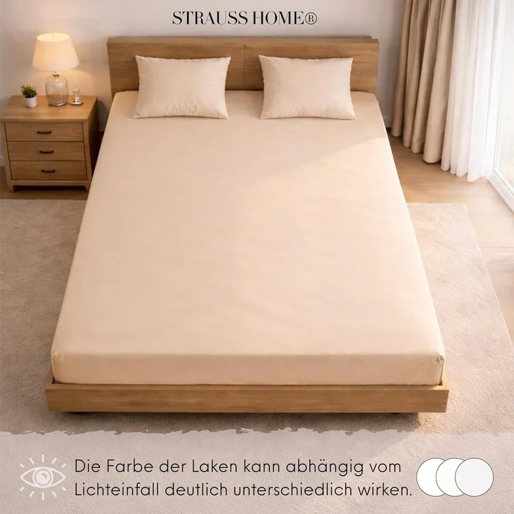 Strauss Home Spannbettlaken Premium 160 g/m² Gekämmte Baumwolle Jersey in Hotelqualität, Gummizug: Rundumgummi, OEKO-TEX®-zertifiziert - Hotelqualität – Formstabil & Langlebig – Bild 5