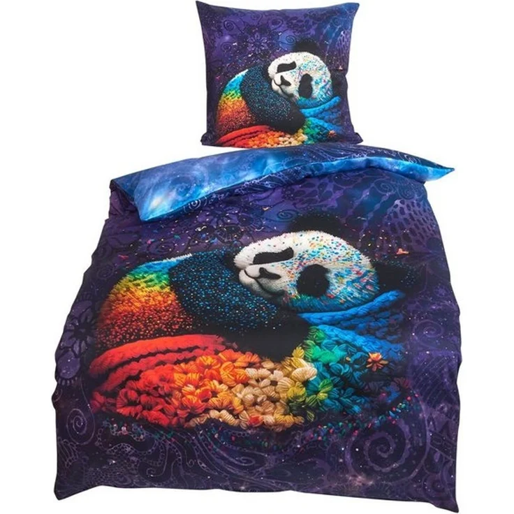 TRAUMSCHLAF Bettwäsche Panda, Mako Satin, 2 teilig, tierisches Design in einzigartiger Haptik – Bild 4