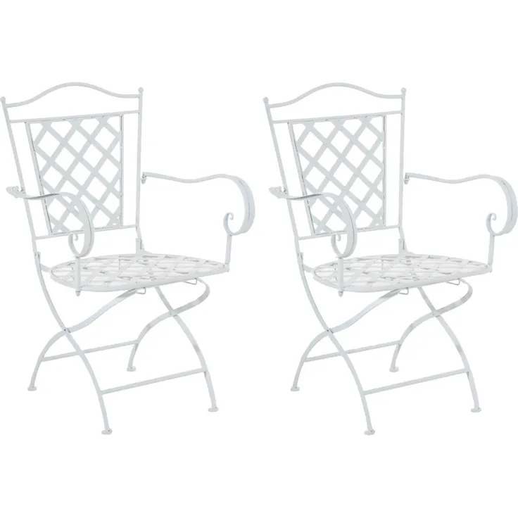 CLP Stühle Adara handgefertigte Gartenstühle aus Eisen,weiß