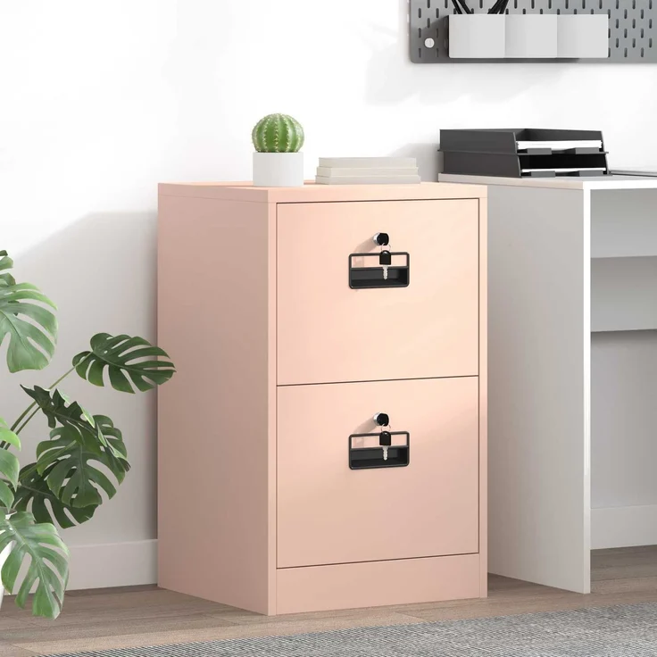 vidaXL Aktenschrank Rosa 45,5 x 42 x 74,5 cm Kaltgewalzter Stahl 891611 – Bild 1