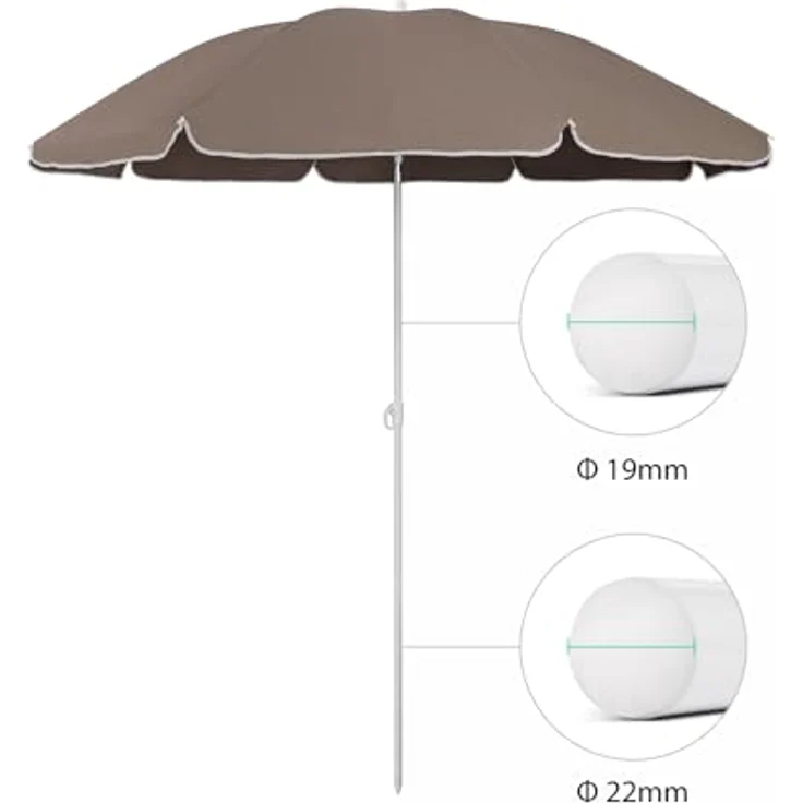 Sekey Sonnenschirm Ø 160 cm Balkonschirm Rund Strandschirm Sonnenschirm mit Schutzhülle, LxB: 160,00x160,00 cm, Neigungswinkel verstellbar, Höhe verstellbar, mit Tragetasche – Bild 3