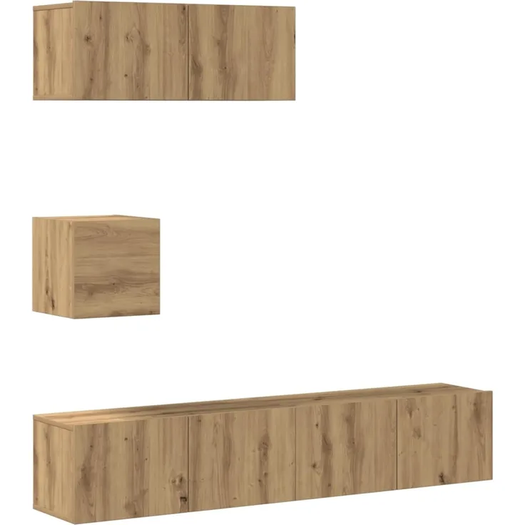 vidaXL 4-tlg. TV-Schrank-Set Wandmontage Artisan-Eiche Holzwerkstoff 3329220