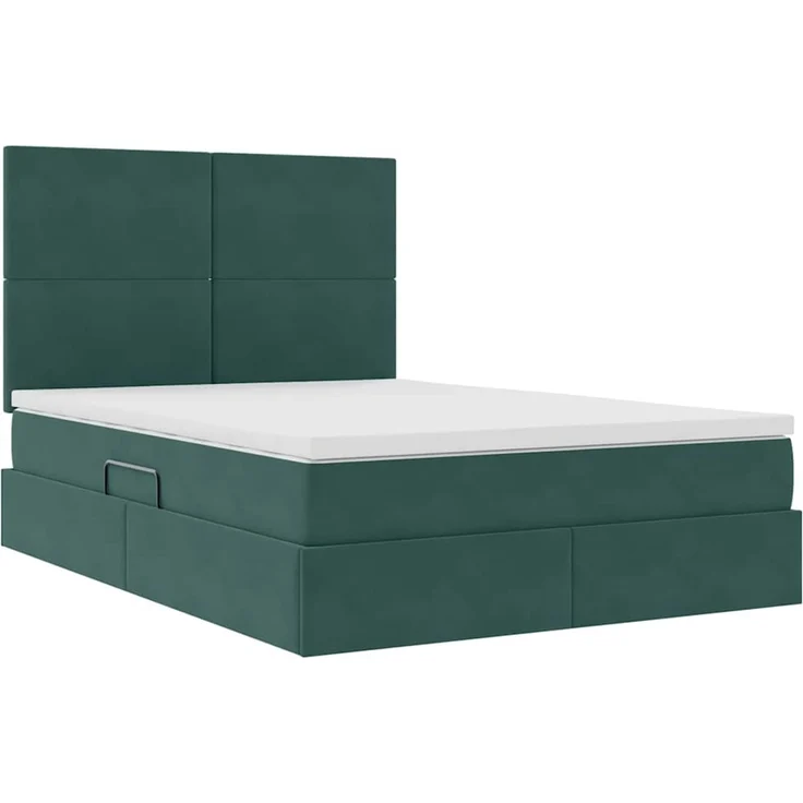 vidaXL Aufbewahrungsbett mit Matratze Dunkelgrün 140 x 190 cm Samt 3371970 – Bild 5