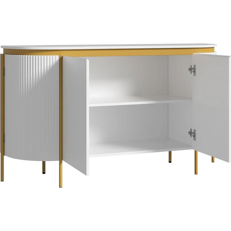 ZUBALIYA Sideboard 140x38x80 cm, mit 4 Türen, aus MDF, Weiß – Bild 17