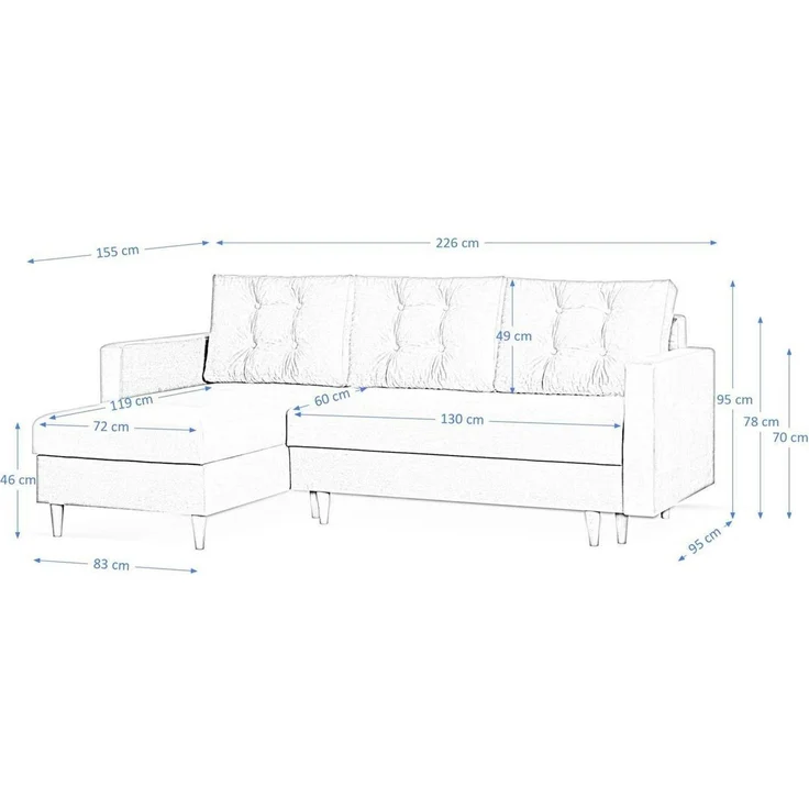 Beautysofa Ecksofa mit Schlaffunktion Sigurd L, Klassisches Design, Skandinavischer Stil, mit Bettkasten – Bild 2