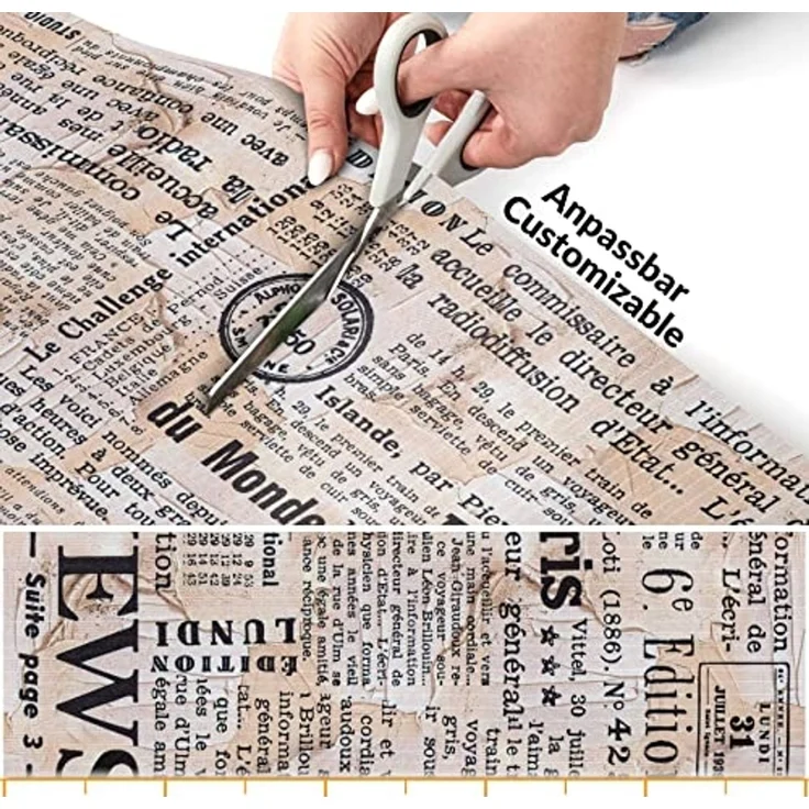 ANRO Küchenläufer Hochwertig GreenLine Flurläufer Teppichläufer Textil, Eckig, Bodenläufer 100x52cm Newspaper Beige pflegeleicht – Bild 5