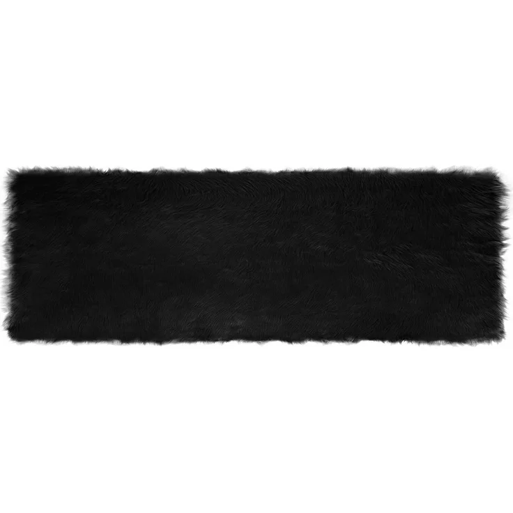 vidaXL Kunstschaffell Teppich Tafalla Schwarz 80 x 250 cm Polyester 42021568 – Bild 1