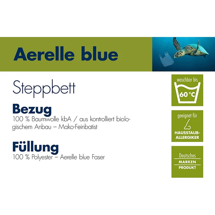 Irisette Greenline 'Aerelle Blue' Faser Steppbett Leicht 135x200 cm – Bild 5