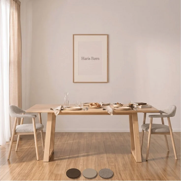 Haris Børn Esszimmerstuhl mit Armlehne (Massiv Eiche) - Polsterstühle für Esszimmer (Set, 2 St), Greige - Esszimmer Stühle & Esstisch Stühle - Moderner Polsterstuhl – Bild 1