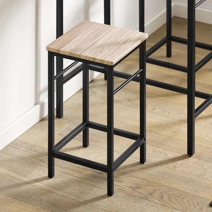 SoBuy OGT10-N Bartisch-Set mit 2 Hockern, MDF, PVC-Beschichtung, Helle Eiche, 80 x 87 x 50 cm – Bild 5