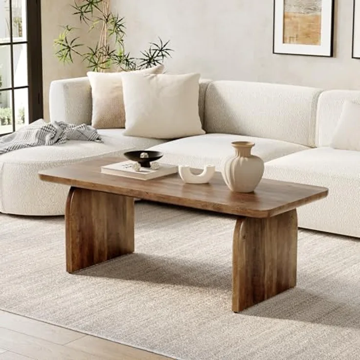 LITTLE TREE Rechteckiger Couchtisch 120 cm im Industrie-Design | Rustikales Braun Wohnzimmertisch mit abgerundeten Ecken, Belastbarkeit 68kg, E1 MDF