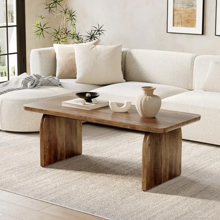 LITTLE TREE Rechteckiger Couchtisch 120 cm im Industrie-Design | Rustikales Braun Wohnzimmertisch mit abgerundeten Ecken, Belastbarkeit 68kg, E1 MDF – Bild 1
