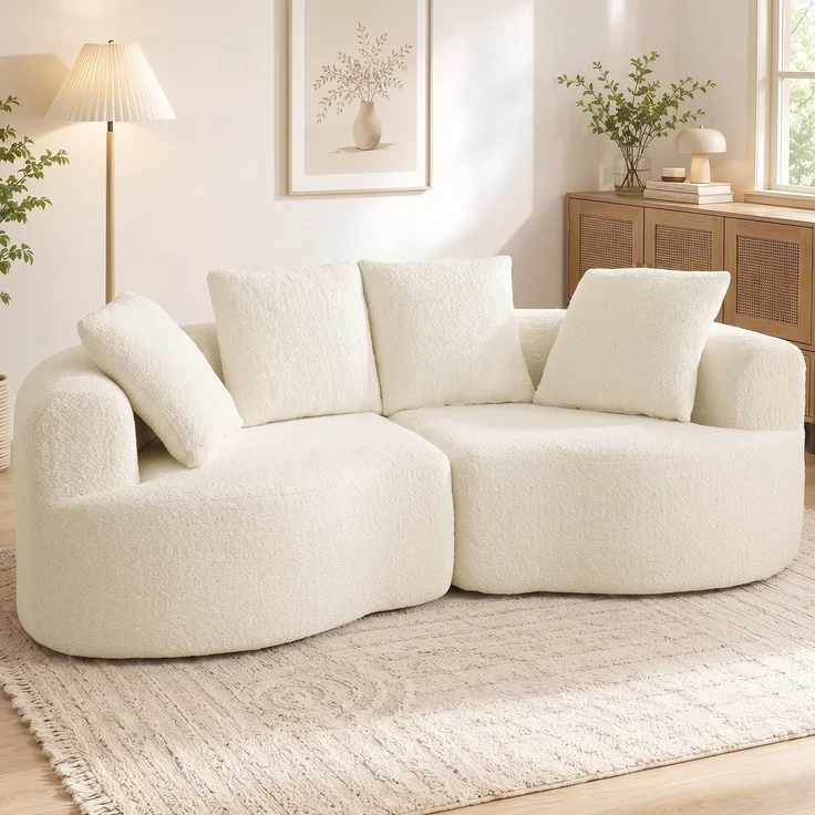 HOMCOM 3-Sitzer-Sofa, Polyester, Cremeweiß, 207 x 107 x 62 cm – Bild 2