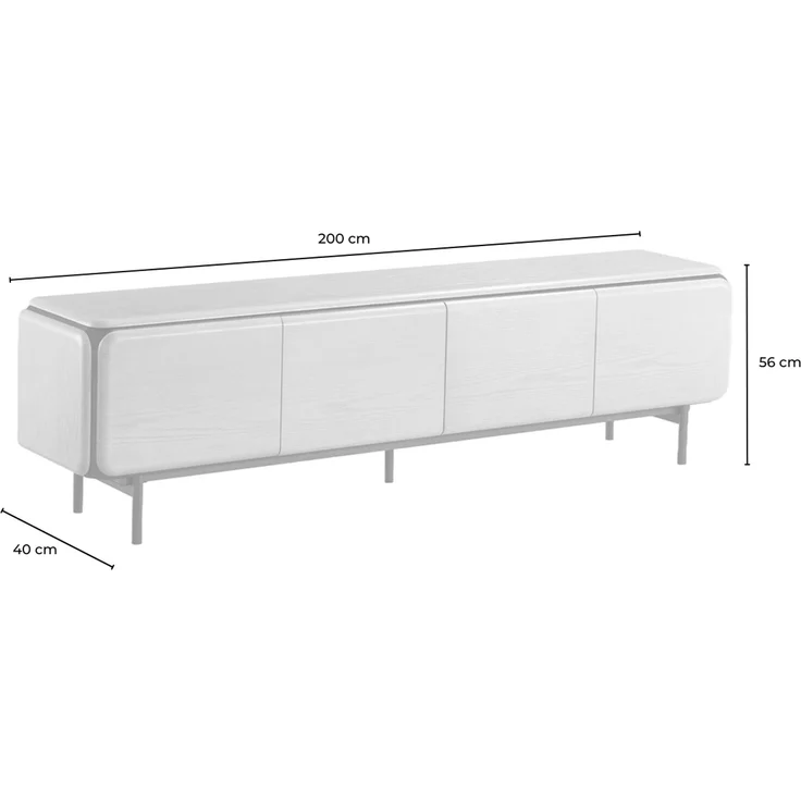 KAWOLA Lowboard AVRIL TV-Board 4 Türen Eiche braun 56 x 40 x 200 cm – Bild 6