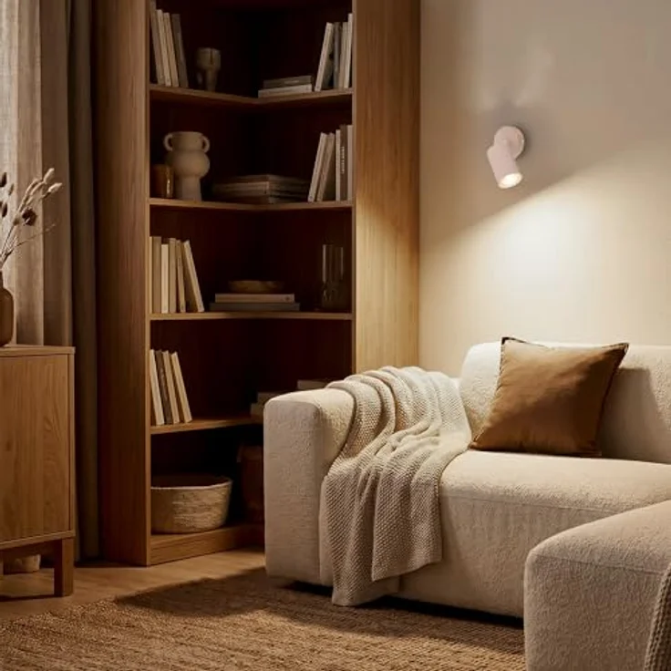 BRILONER - Wandleuchte innen schwenkbar, GU10 Fassung, max. 9 W, Leselampe, Wohnzimmerlampe, Lampe, Wandlampe, Küchenlampe, Flurlampe, Schlafzimmer, Wandbeleuchtung, 8x15,5 cm, Beige – Bild 3