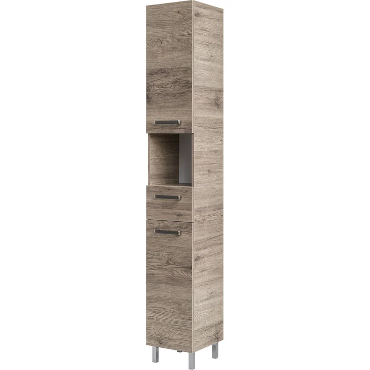 Pelipal Badmöbel-Set Quickset 313, Sanremo Eiche - Waschbeckenunterschrank, Spiegelschrank, Hochschrank, Hängeschrank, Unterschrank – Bild 3