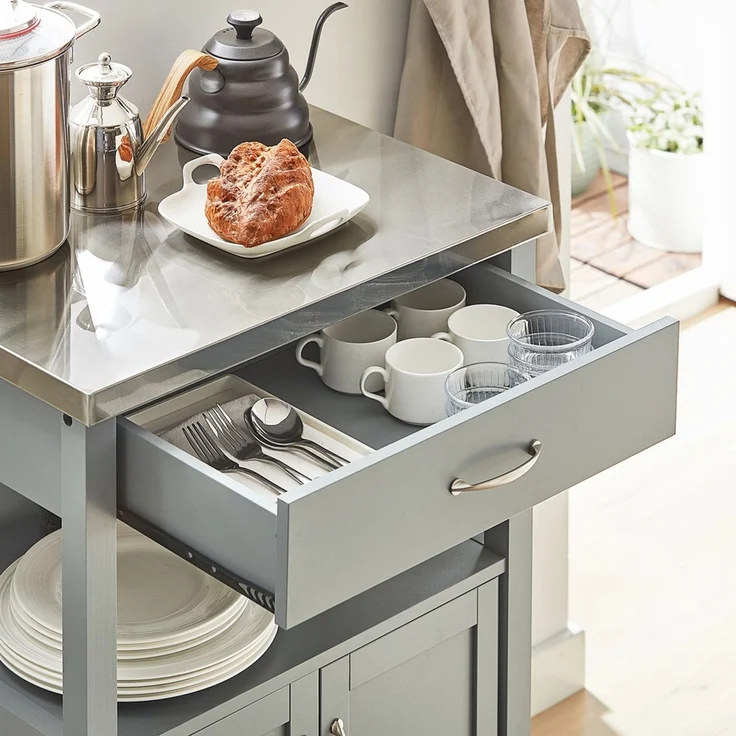SoBuy FKW22-HG Küchenwagen, MDF, Lackiert, Grau, 60 x 92 x 44 cm – Bild 4