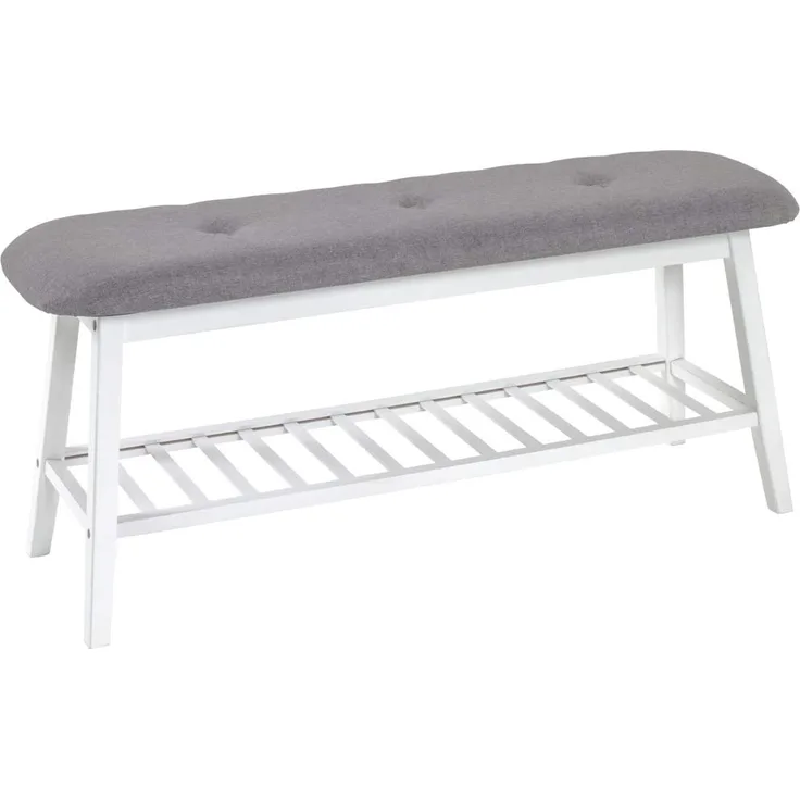 Sitzbank >Eder 2< in weiß-grau aus Bambus, Polyester - 100x44x30cm (BxHxT)