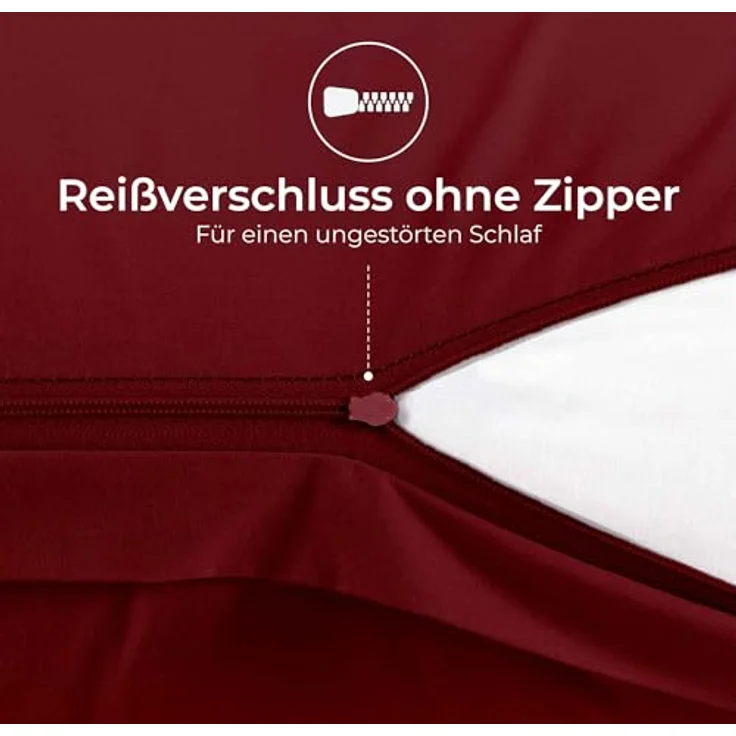 Kissenbezug 40x70 Renforcé Baumwolle (2er-Set) - Burgunderrot - Dicht gewebt mit 57 Fäden/cm² - Kissenbezug 40x70 - Oeko Tex Zertifiziert - Dreamzie – Bild 5