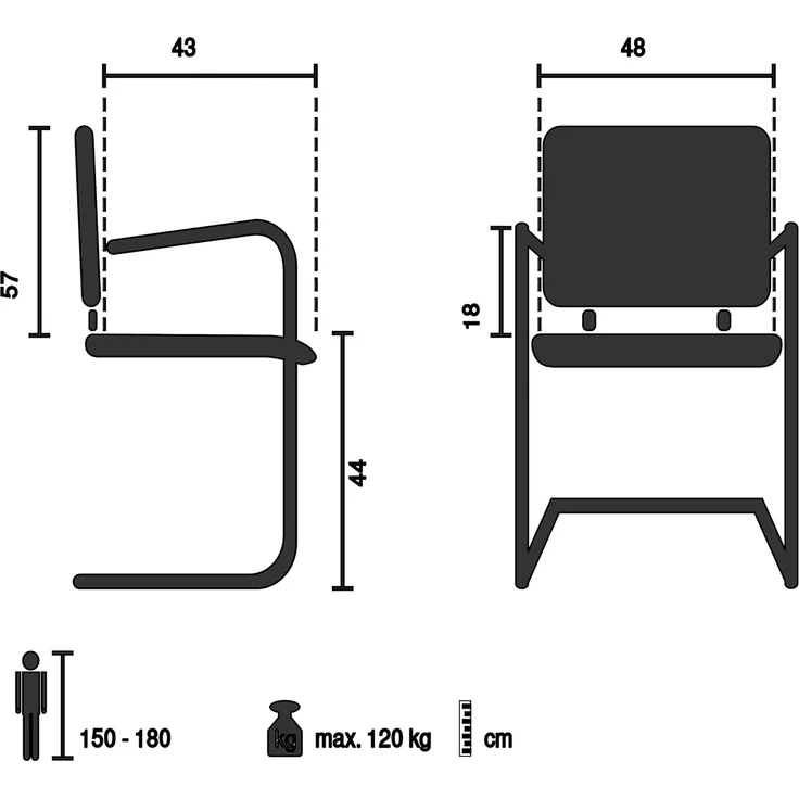 hjh OFFICE Freischwinger Stuhl ergonomisch MILESTON V Besucherstuhl mit Lordosenstütze und Armlehnen, Schwingstuhl Netzrücken, Grau – Bild 3