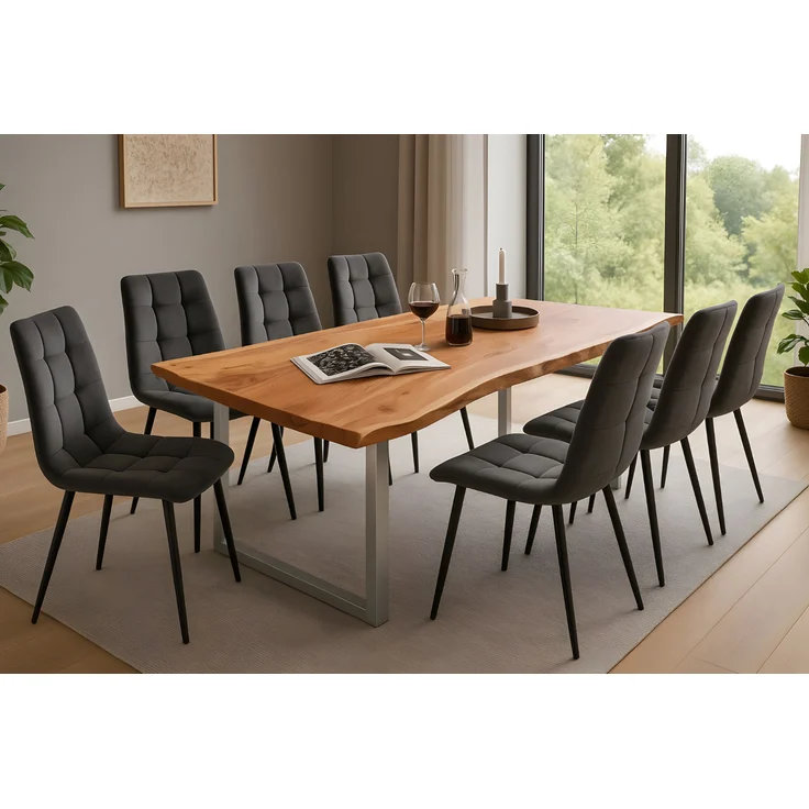 Esstisch Baumkante massiv Akazie natur 180 x 90 silber QUINN 61854163 – Bild 3