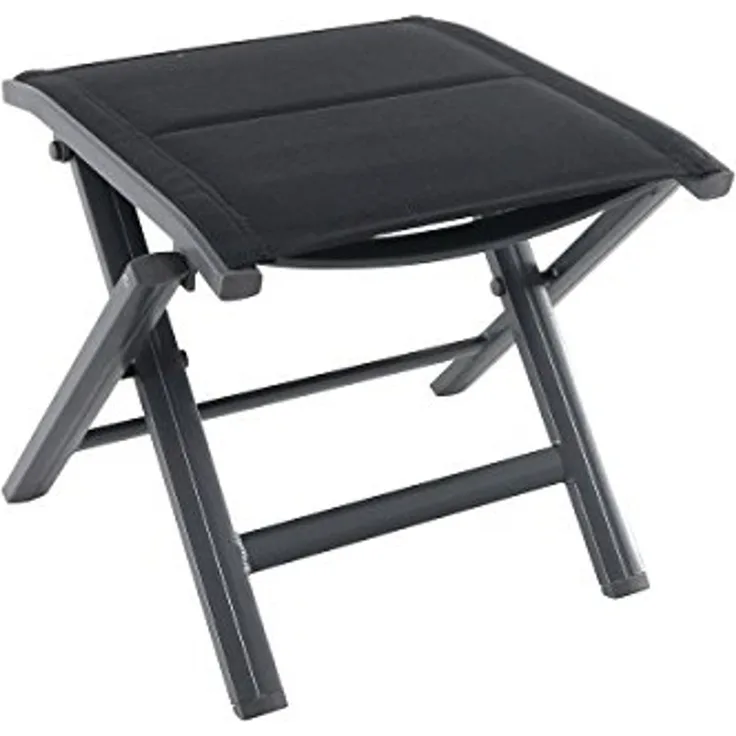 greemotion Klapphocker Grenada, Garten Fußhocker aus Aluminium und Textilene, Klappbar, Anthrazit/Schwarz