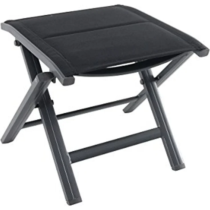 greemotion Klapphocker Grenada, Garten Fußhocker aus Aluminium und Textilene, Klappbar, Anthrazit/Schwarz – Bild 1