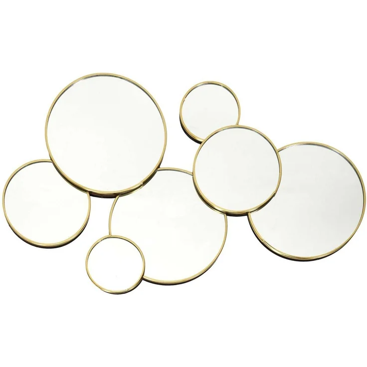 HOME DECO FACTORY Runder Deko-Spiegel MDF Asymmetrisch 57 cm Gold | Holzwerkstoff, runder Deko-Spiegel, modernes asymmetrisches Design, 57x35 cm, Wohnzimmer oder Flur, Gold