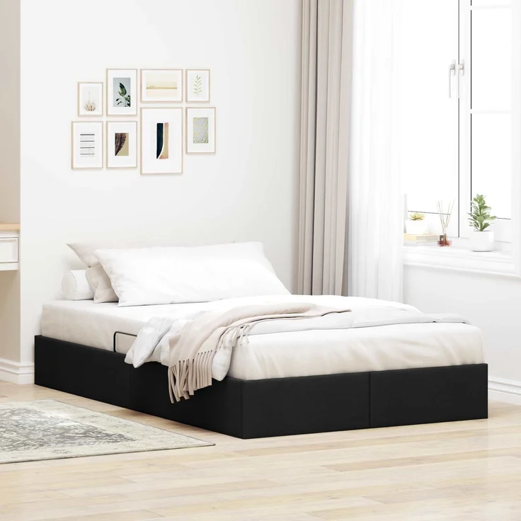 vidaXL Ottoman Bettgestell mit Speicher Schwarz 120 x 200 cm Stoff 3442816 – Bild 1