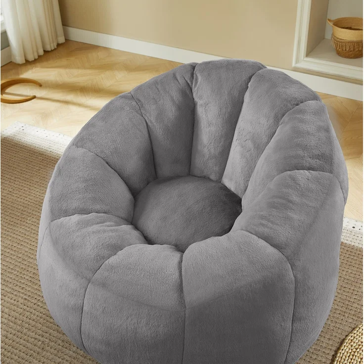 DESVIAE Sitzsack Blütenform Hellgrau aus Polyester – 105x70x105 cm – Fußhocker – Bild 5