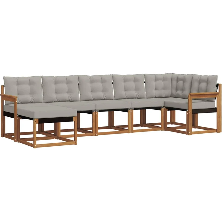 vidaXL Outdoor-Sofagarnitur 7 stk. 7-Sitzer Natur und Hellgrau 3368874 – Bild 2