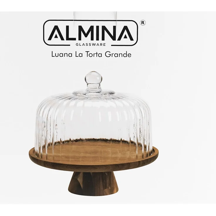 Luana La Torta Grande Servierplatte mit Glasglocke & Holzfuß - ø30 cm – Bild 7