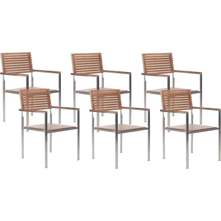 Beliani 'VIAREGGIO' Gartentisch Set, Teakholz Heller Holzfarbton, 200x90x75 cm – Bild 4