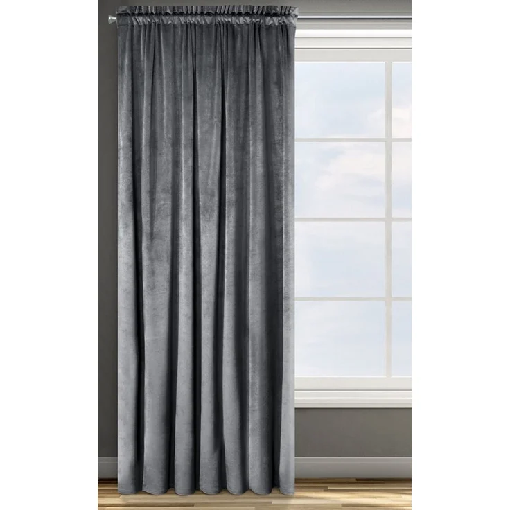 Samtvorhang Velours Vorhänge zum Wohnzimmer Prachtvoll Elegant graphit 140x270 cm Kräuselband – Bild 2