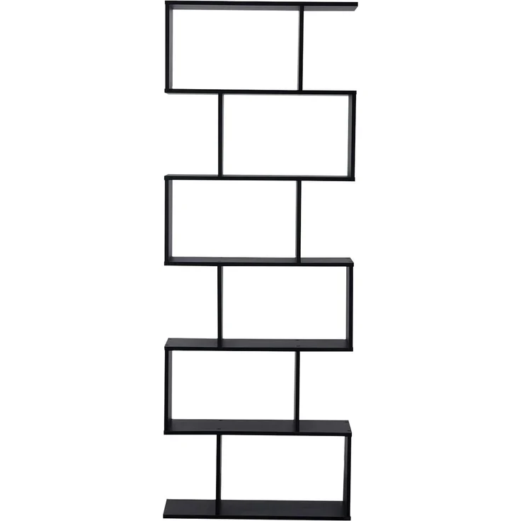 Happy Garden Bücherregal im modernen Stil 6 Regale schwarz Virginia. Aufbewahrungsmöbel für Wohnzimmer, Schlafzimmer oder Büro. Regale für Bücher. – Bild 4