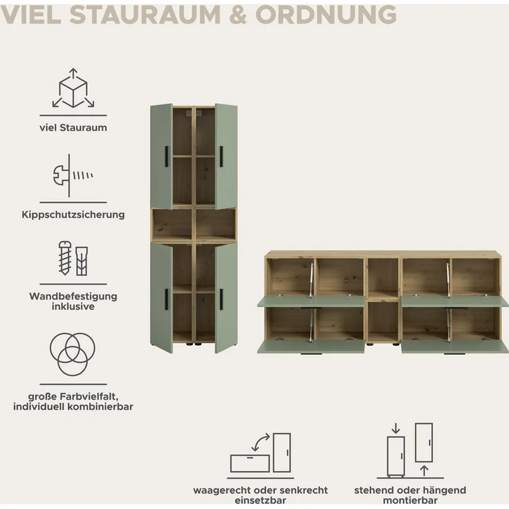 The One Wohnkombination in Smoke Green Nachbildung – Bild 8